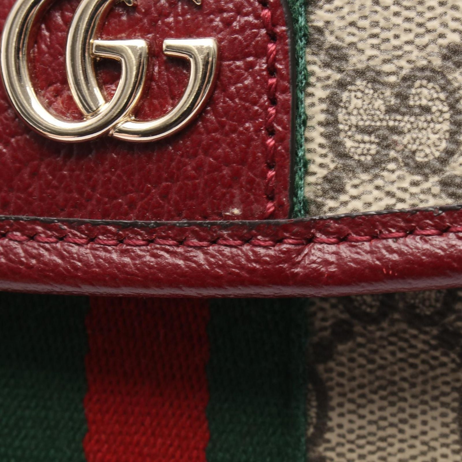 Gucci Handbag Ophidia Small Top Handle Bag 2-Way Beige Wine Red Canvas Leather — view 6