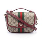 Gucci Handbag Ophidia Small Top Handle Bag 2-Way Beige Wine Red Canvas Leather