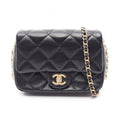 Chanel Shoulder Bag Quilted Small Flap Black Lambskin Chain