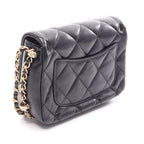 Chanel Shoulder Bag Quilted Small Flap Black Lambskin Chain — view 2