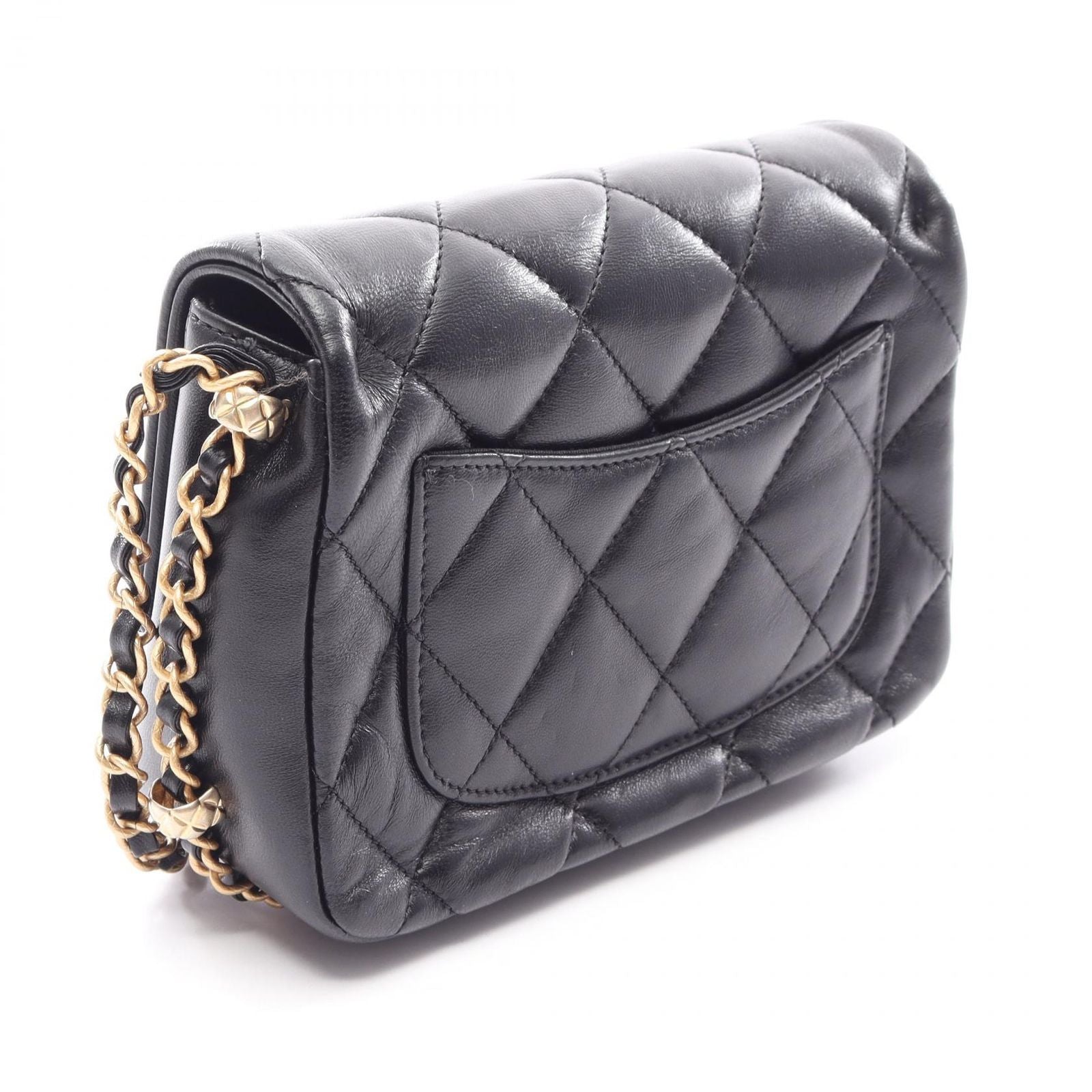 Chanel Shoulder Bag Quilted Small Flap Black Lambskin Chain — view 2