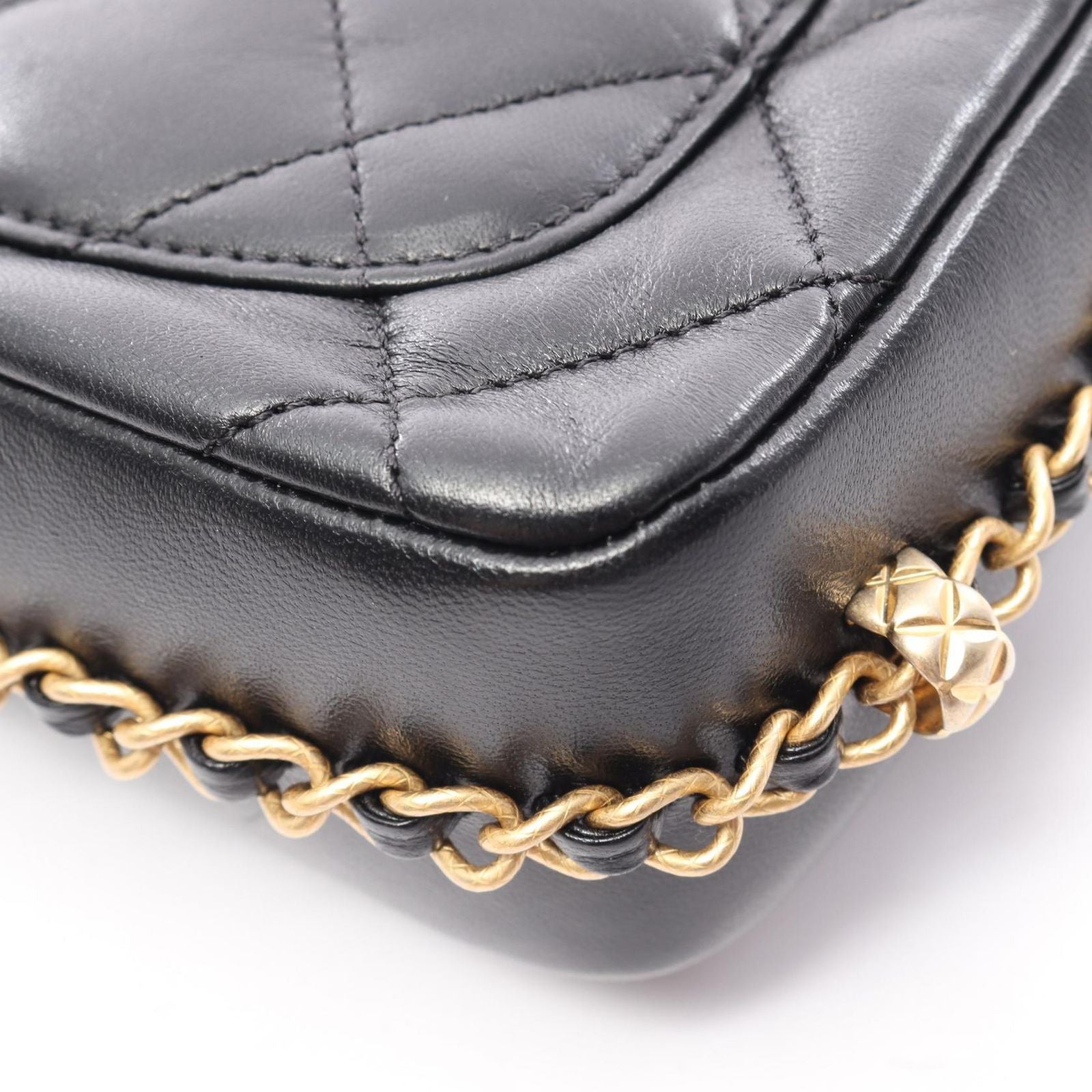 Chanel Shoulder Bag Quilted Small Flap Black Lambskin Chain — view 7