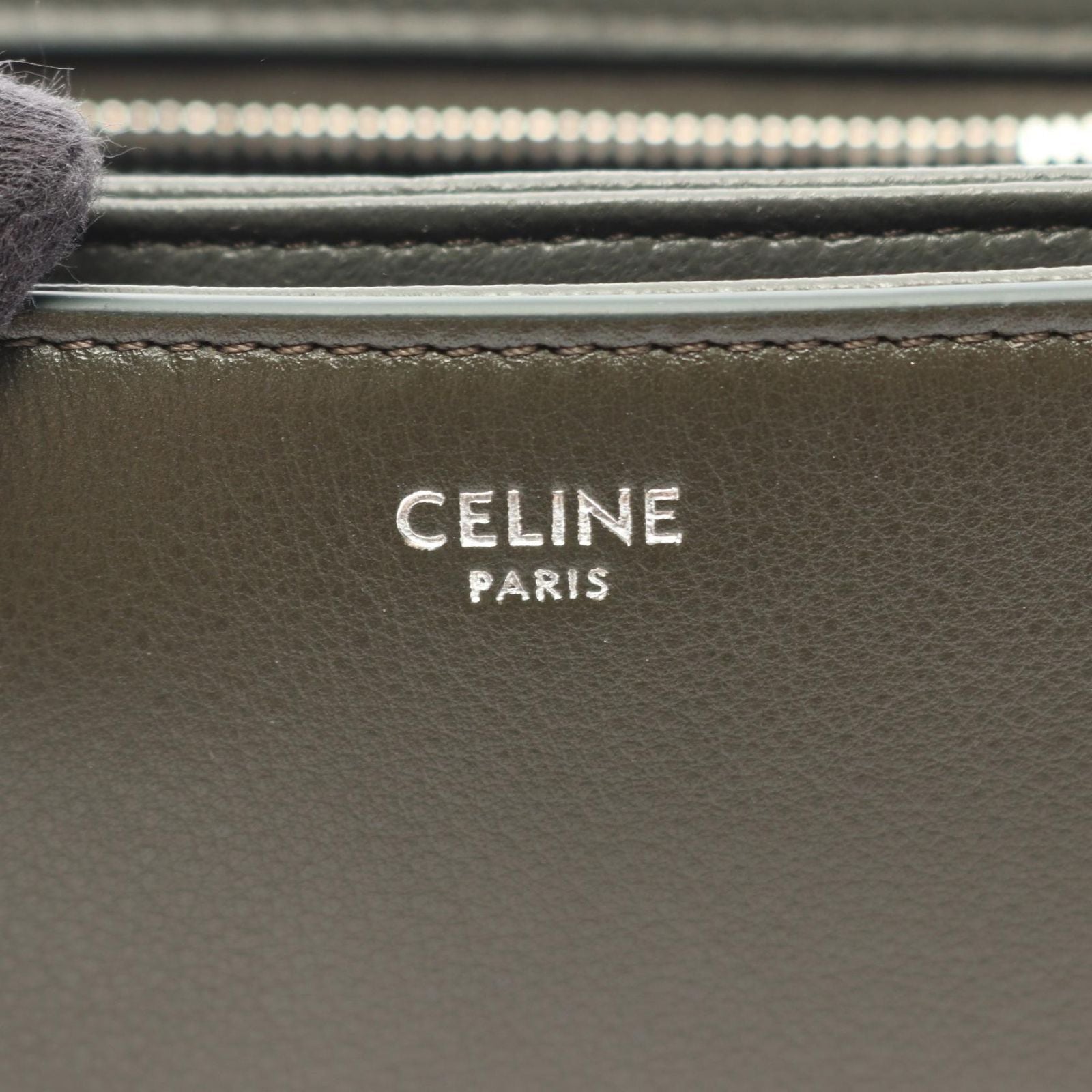 Celine Shoulder Bag Small Besace Strap Triomphe Olive Leather — view 4