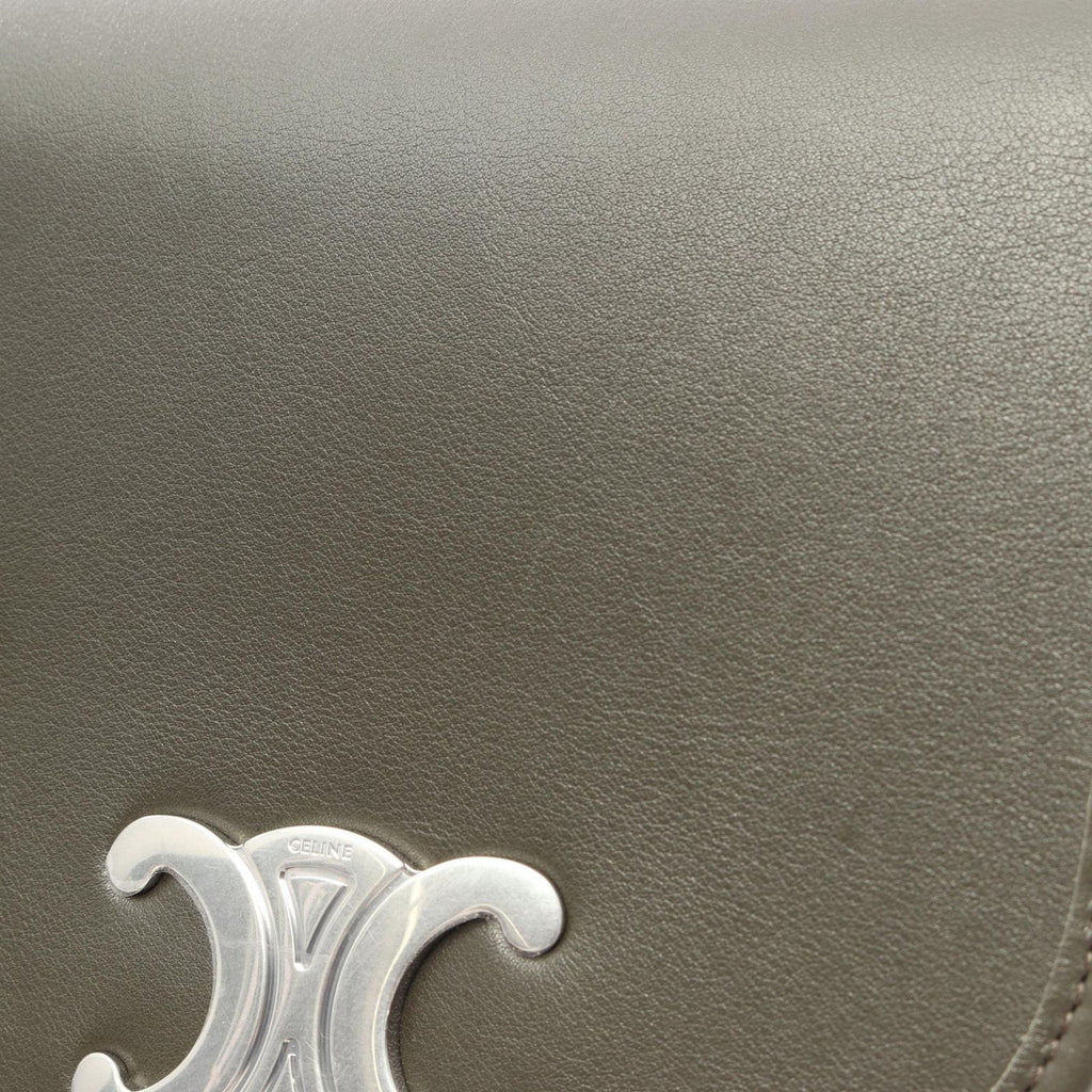Celine Shoulder Bag Small Besace Strap Triomphe Olive Leather — view 6
