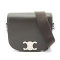 Celine Shoulder Bag Small Besace Strap Triomphe Olive Leather
