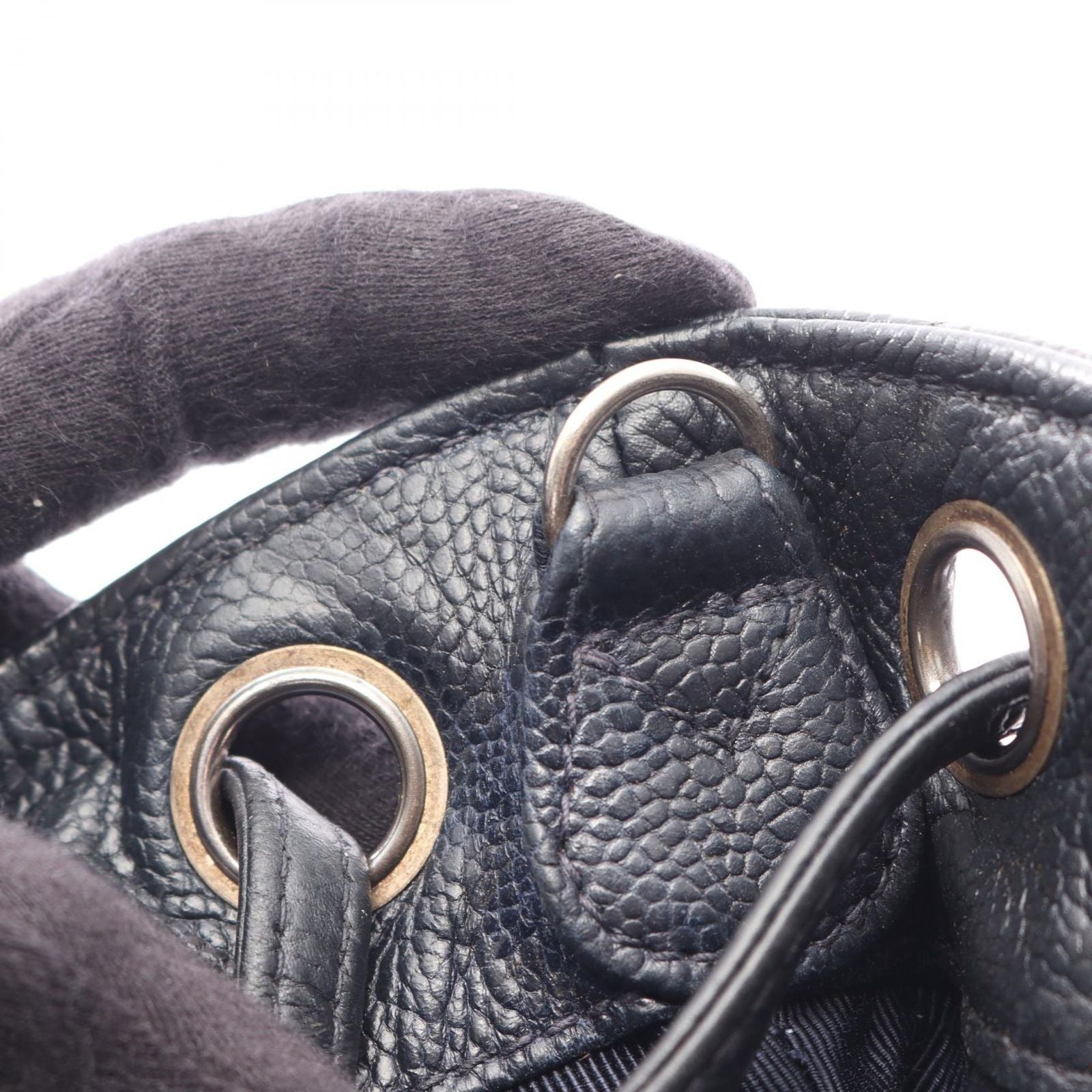 Chanel Backpack Quilted Black Caviar Leather Drawstring — view 6
