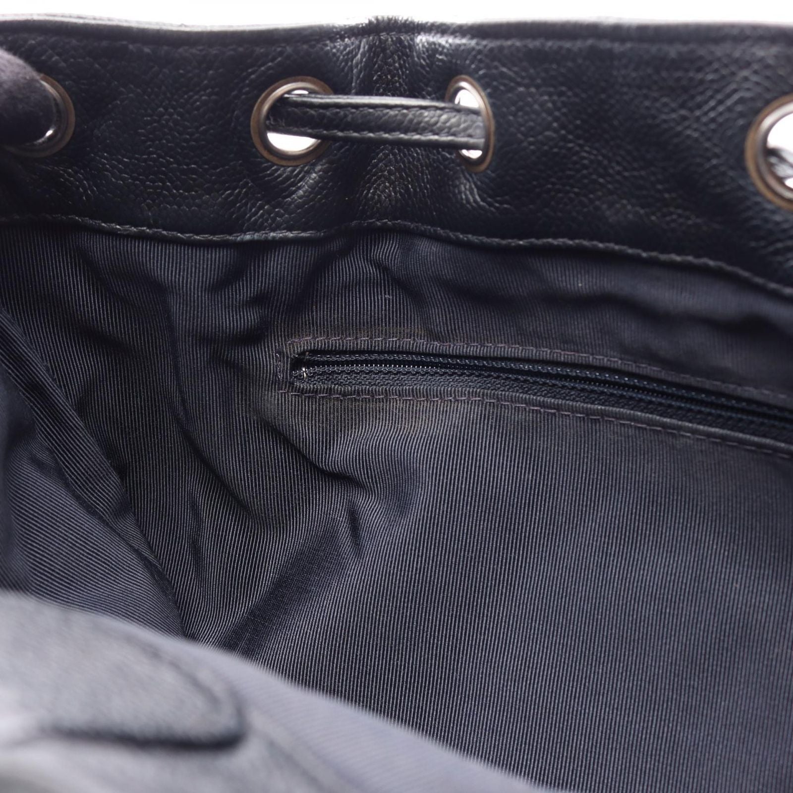 Chanel Backpack Quilted Black Caviar Leather Drawstring — view 8