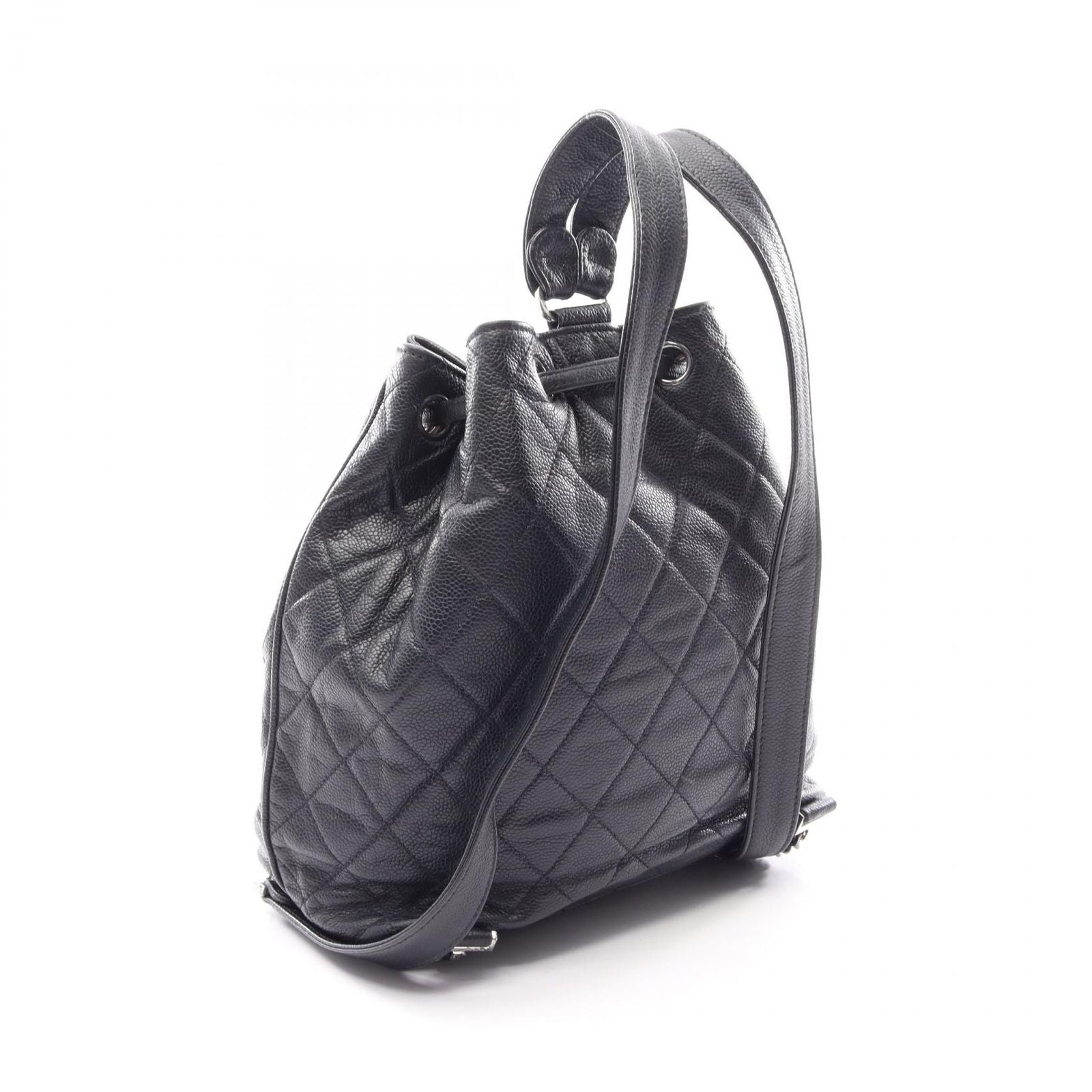 Chanel Backpack Quilted Black Caviar Leather Drawstring — view 2