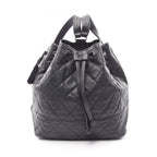 Chanel Backpack Quilted Black Caviar Leather Drawstring