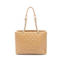 Chanel Tote Quilted Grand Shopping GST Beige Caviar Leather Chain