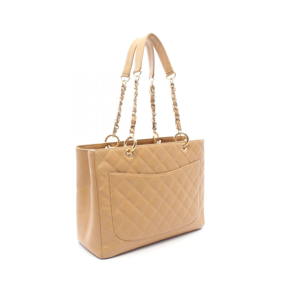 Chanel Tote Quilted Grand Shopping GST Beige Caviar Leather Chain — view 2