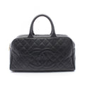 Chanel Boston Bag Quilted CC Logo Black Calf
