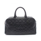 Chanel Boston Bag Quilted CC Logo Black Calf