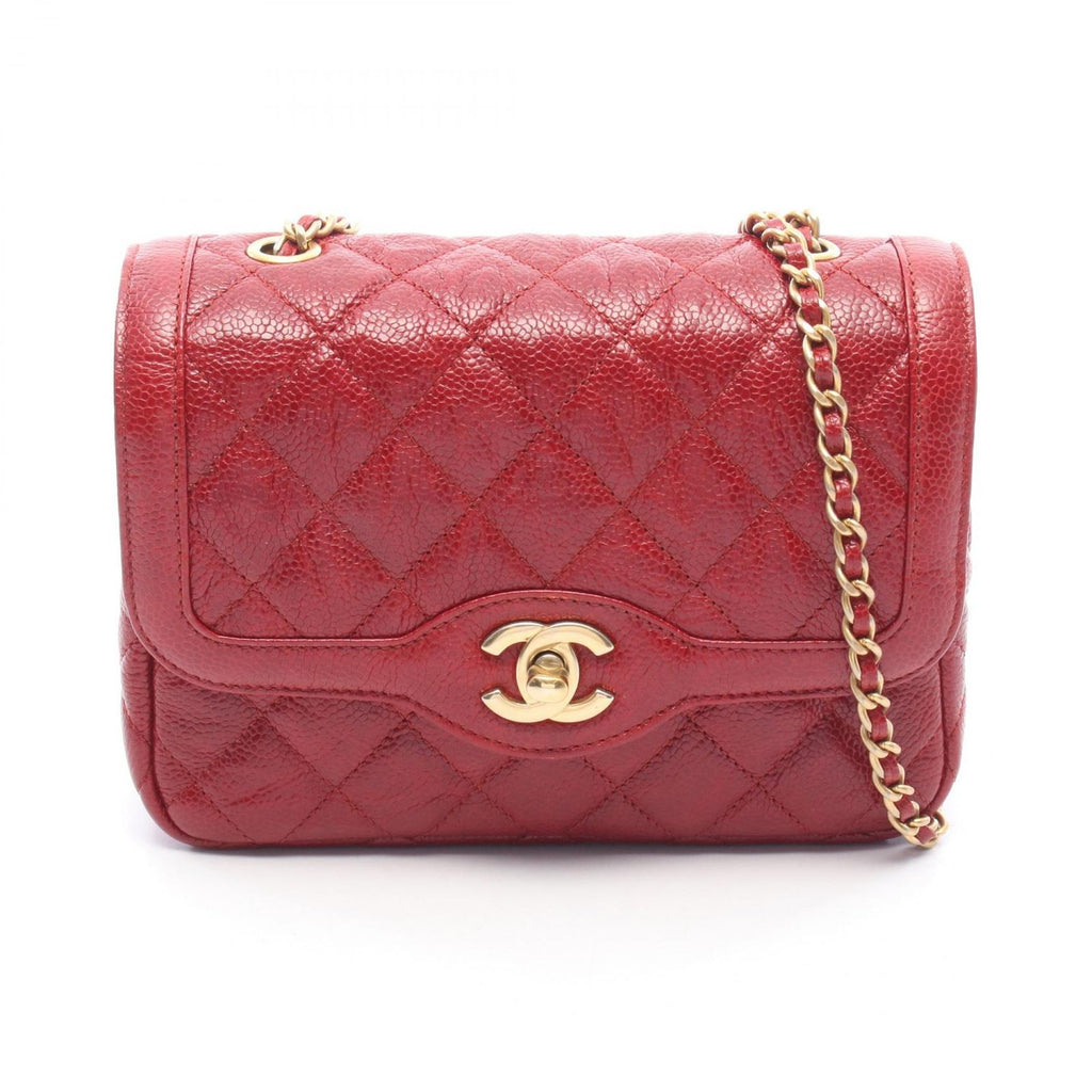 Chanel Shoulder Bag Mini Quilted Red Leather Chain