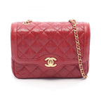 Chanel Shoulder Bag Mini Quilted Red Leather Chain