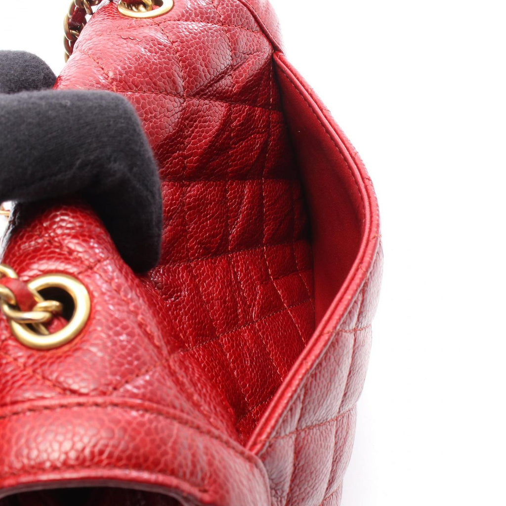 Chanel Shoulder Bag Mini Quilted Red Leather Chain — view 6