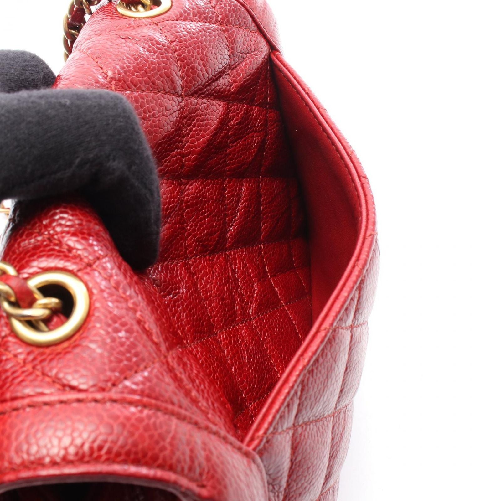 Chanel Shoulder Bag Mini Quilted Red Leather Chain — view 6