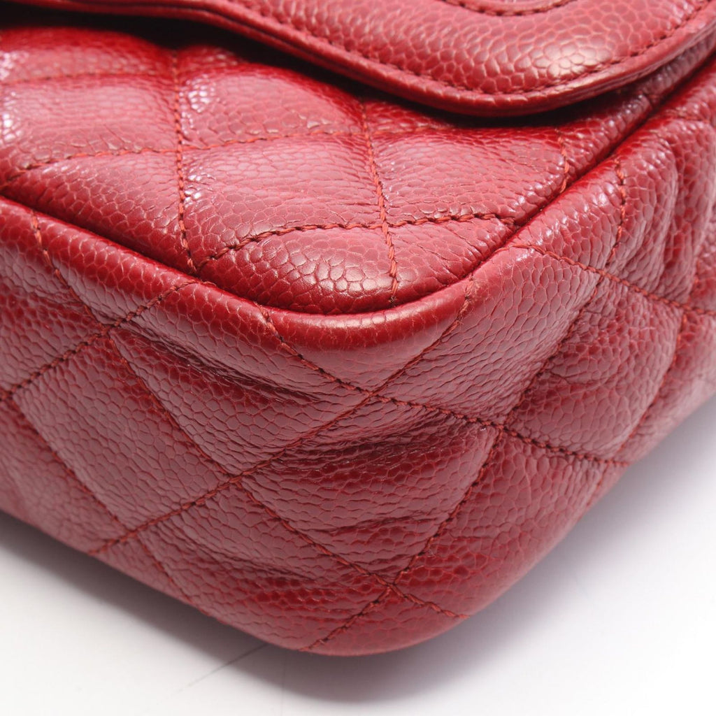 Chanel Shoulder Bag Mini Quilted Red Leather Chain — view 8