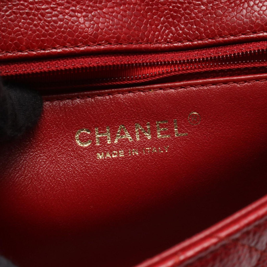 Chanel Shoulder Bag Mini Quilted Red Leather Chain — view 4