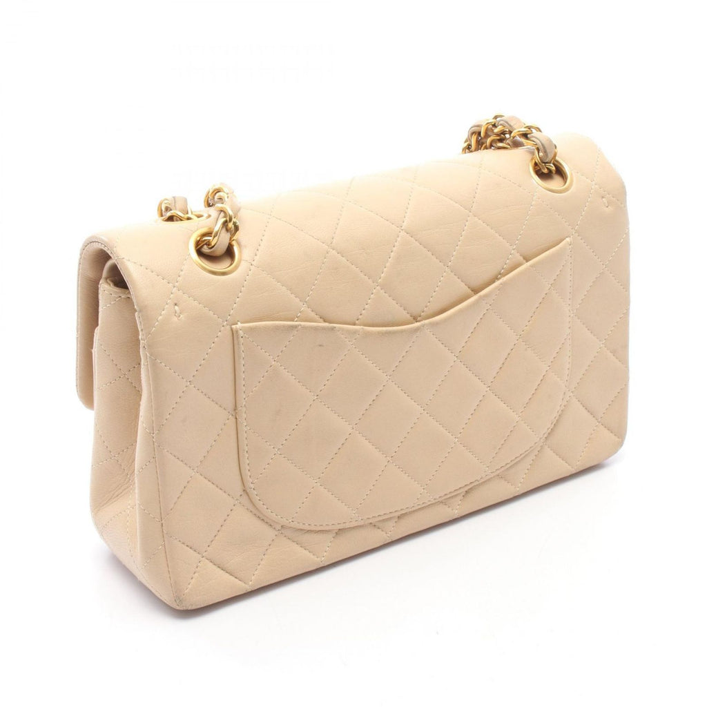 Chanel Shoulder Bag Quilted Double Flap Light Beige Lambskin Chain — view 2