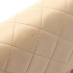 Chanel Shoulder Bag Quilted Double Flap Light Beige Lambskin Chain — view 8