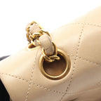 Chanel Shoulder Bag Quilted Double Flap Light Beige Lambskin Chain — view 9