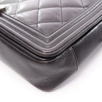 Chanel Shoulder Bag Boy Large Quilted Gradient Black Gray Leather Chain — view 7