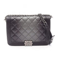 Chanel Shoulder Bag Boy Large Quilted Gradient Black Gray Leather Chain