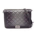 Chanel Shoulder Bag Boy Large Quilted Gradient Black Gray Leather Chain