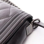 Chanel Shoulder Bag Boy Large Quilted Gradient Black Gray Leather Chain — view 8