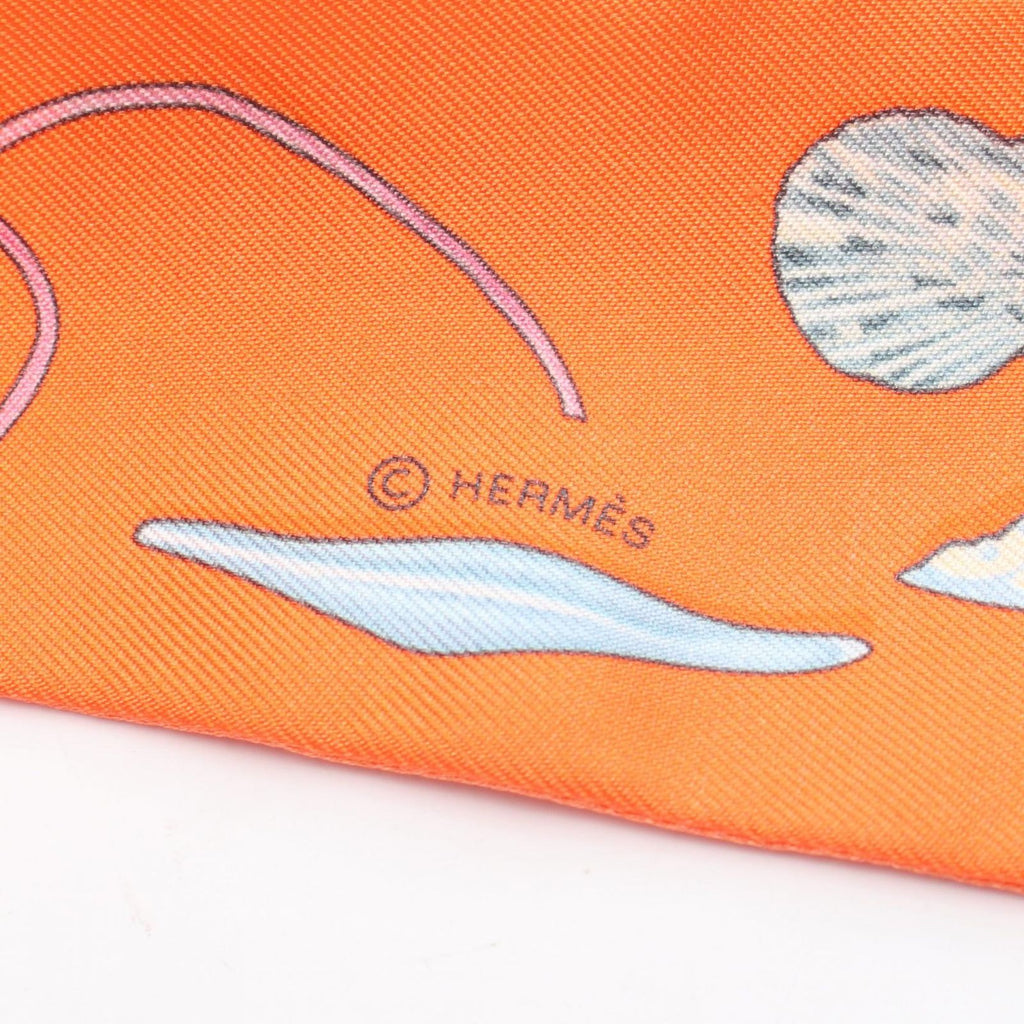 Hermes Scarf Twill in the Pocket Ribbon Orange Silk — view 4