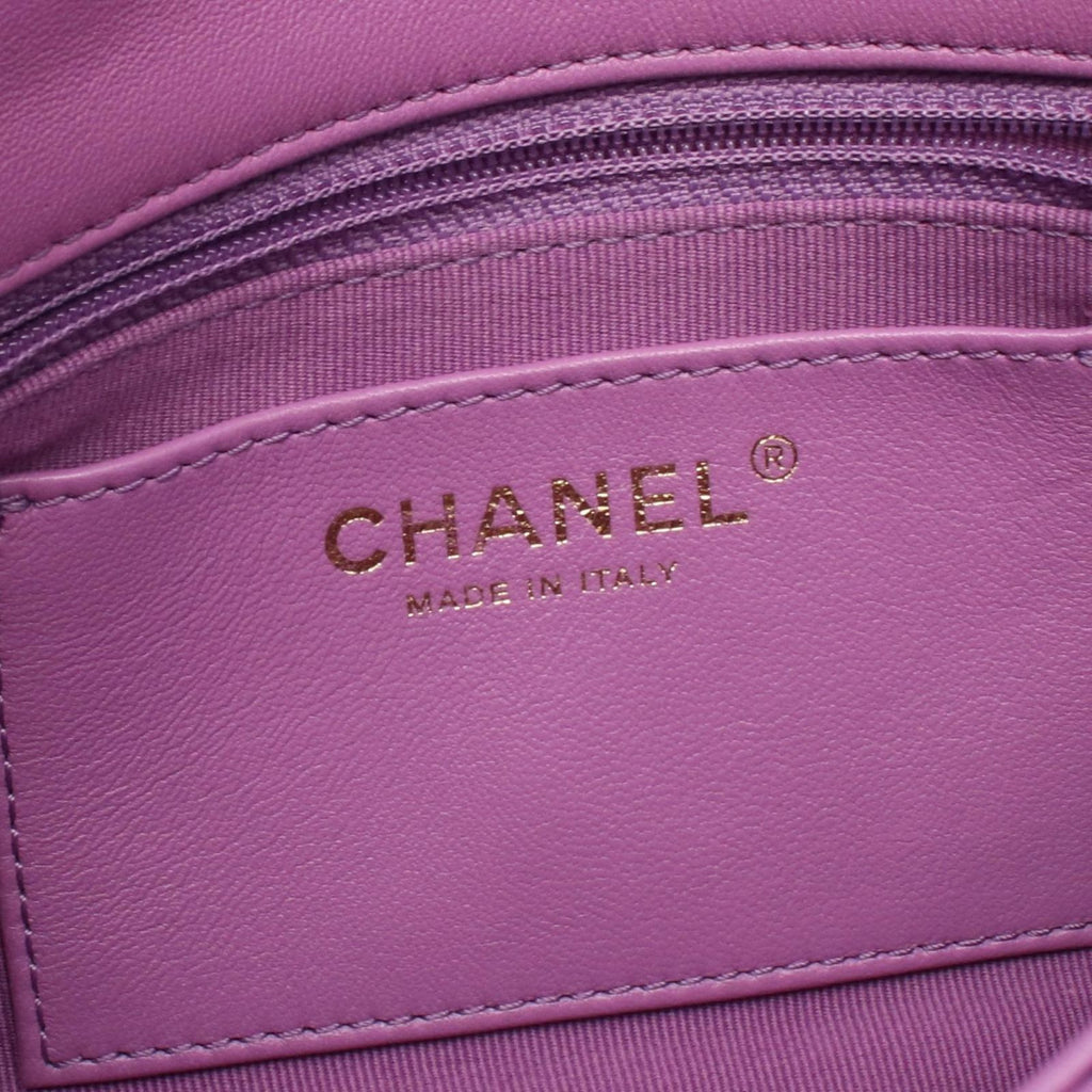 Chanel Shoulder Bag Mini Quilted Purple Lambskin Chain — view 4