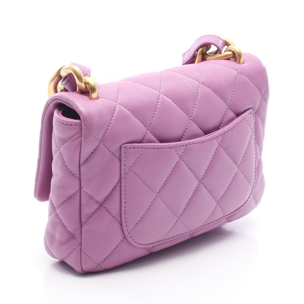 Chanel Shoulder Bag Mini Quilted Purple Lambskin Chain — view 2