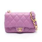 Chanel Shoulder Bag Mini Quilted Purple Lambskin Chain