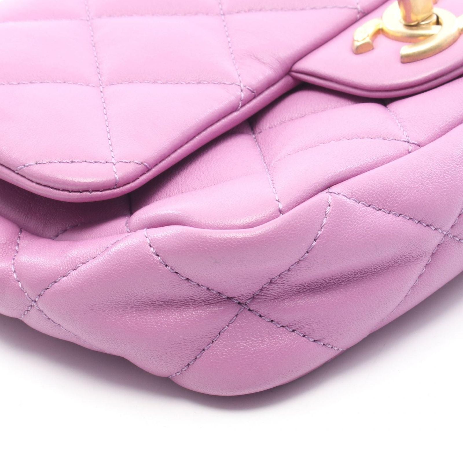 Chanel Shoulder Bag Mini Quilted Purple Lambskin Chain — view 7