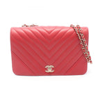 Chanel Shoulder Bag Chain a Full Flap Red Leather