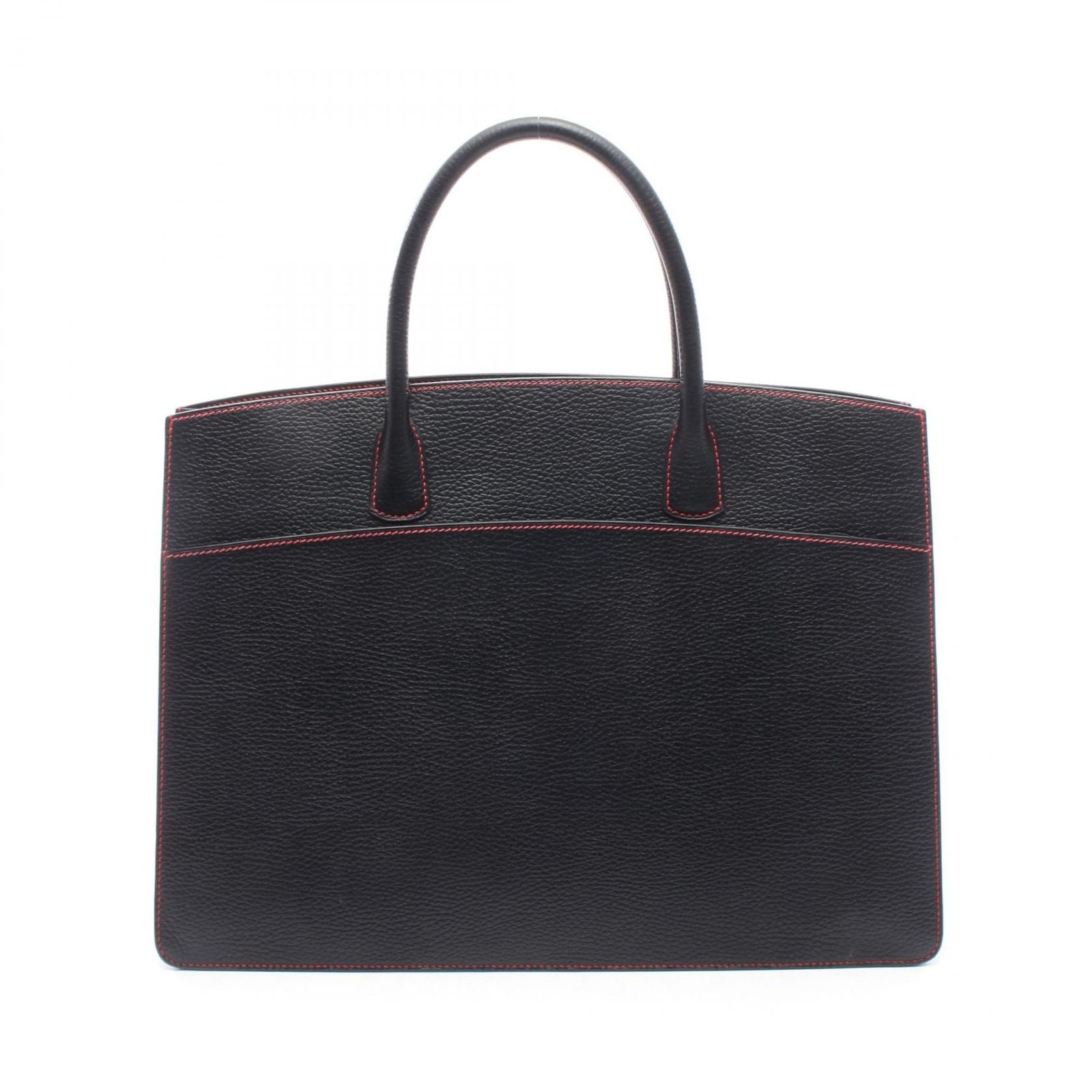 Hermes Tote White Bus GM Black Leather