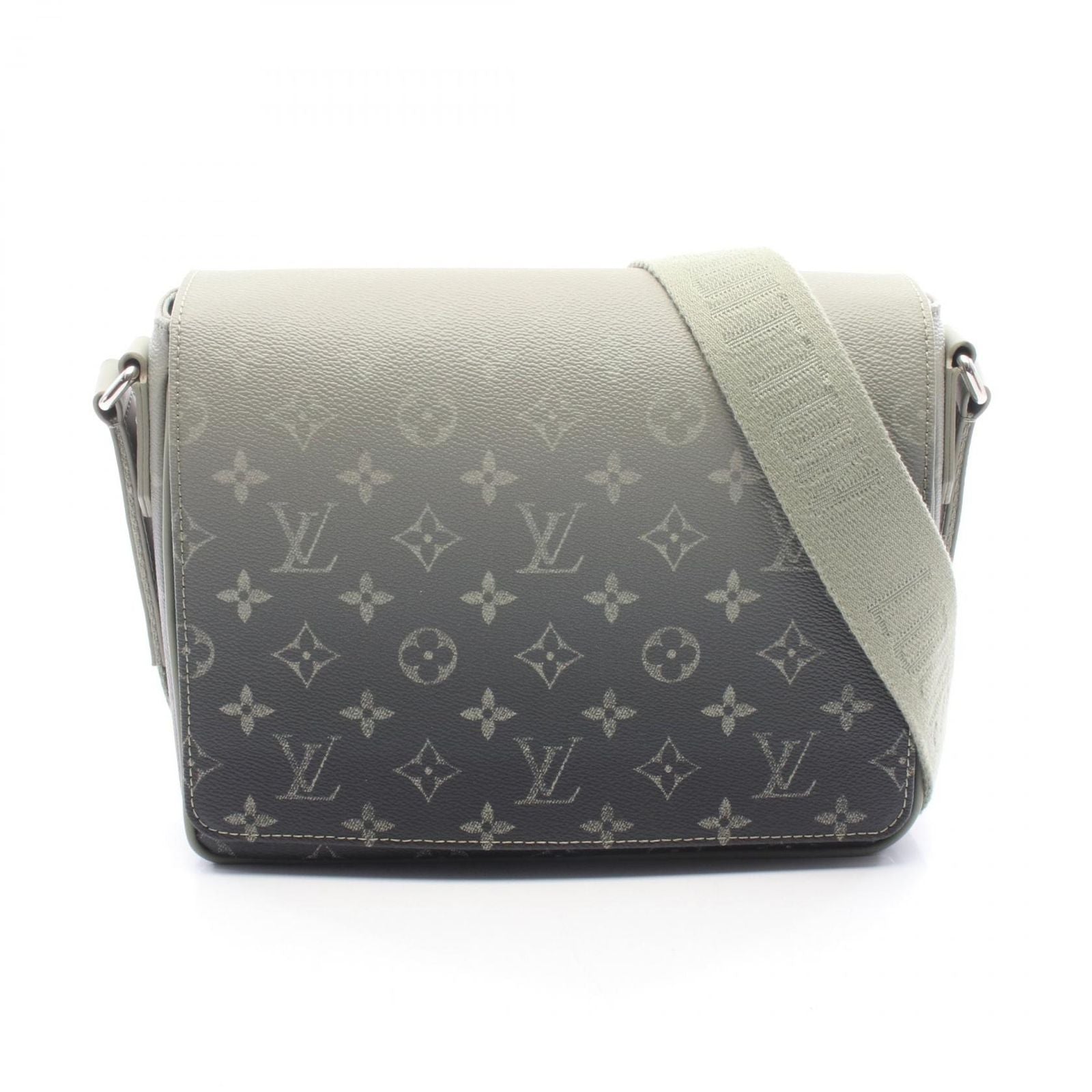 Louis Vuitton Shoulder Bag District PM Khaki Green Canvas Leather