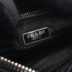 Prada Shoulder Bag Quilted 2-Way Black Nylon Leather Triangle Logo — view 4