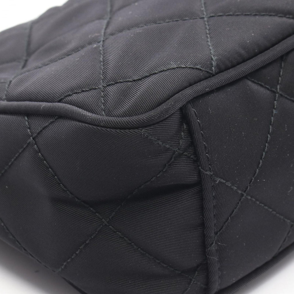 Prada Shoulder Bag Quilted 2-Way Black Nylon Leather Triangle Logo — view 5