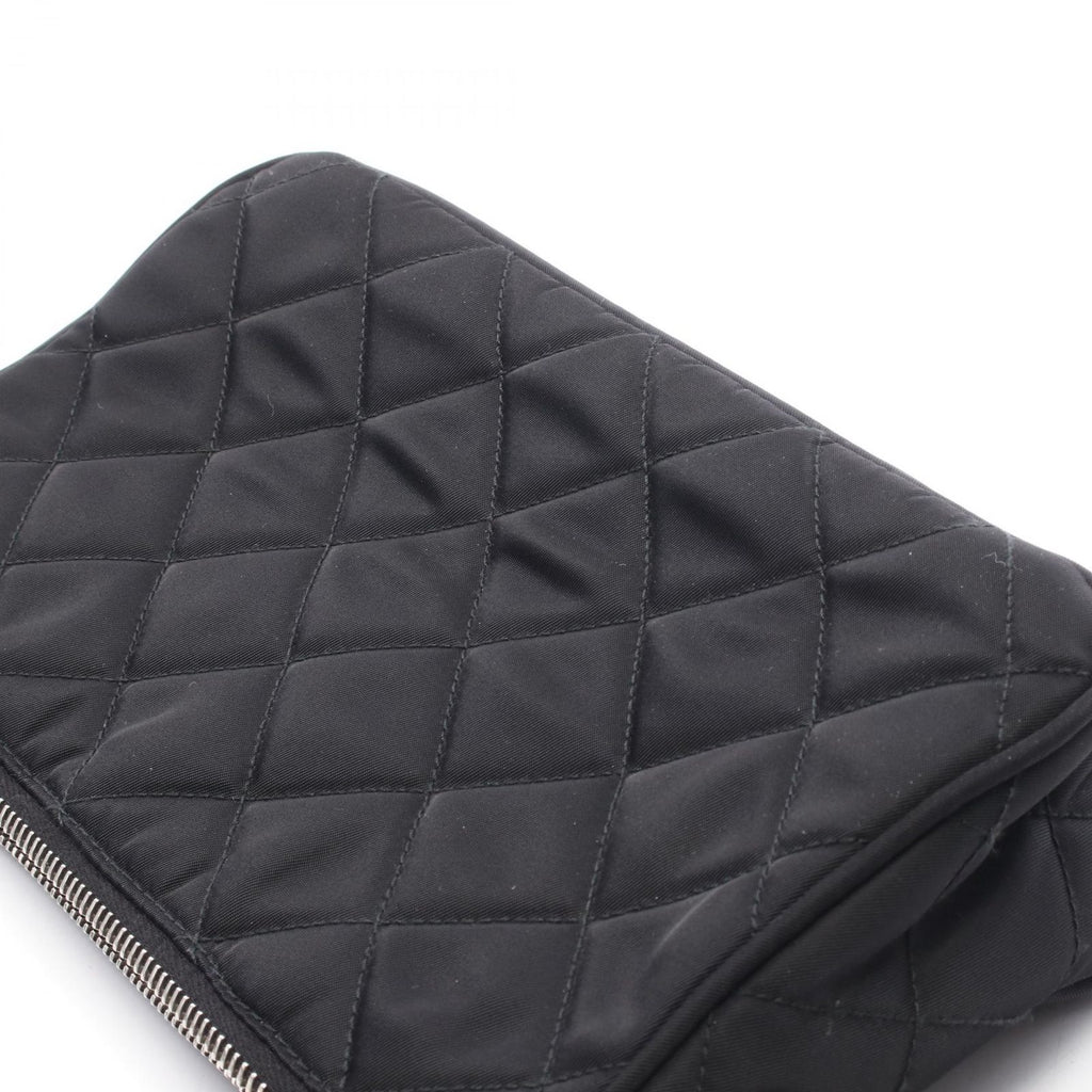 Prada Shoulder Bag Quilted 2-Way Black Nylon Leather Triangle Logo — view 6
