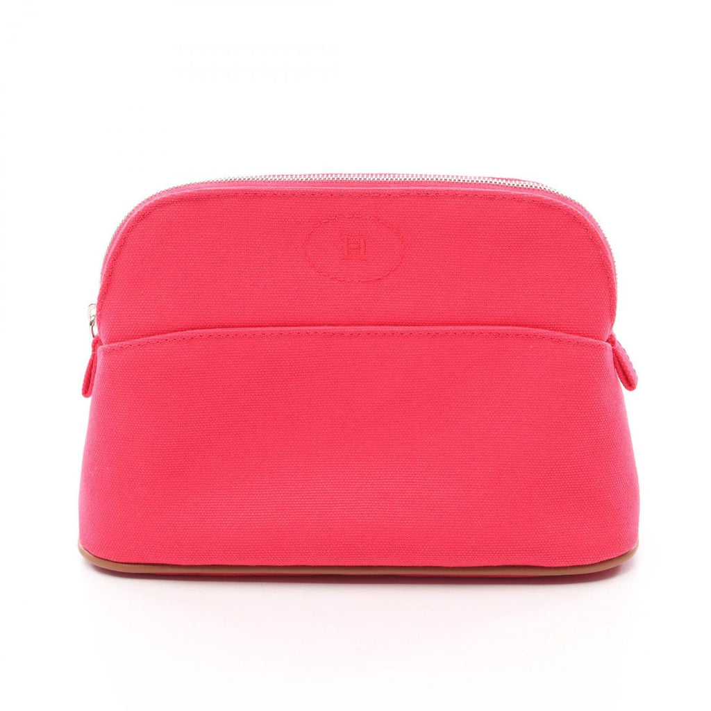 Hermes Pouch Bolide 20 06 Hibiscus Canvas Leather Mini