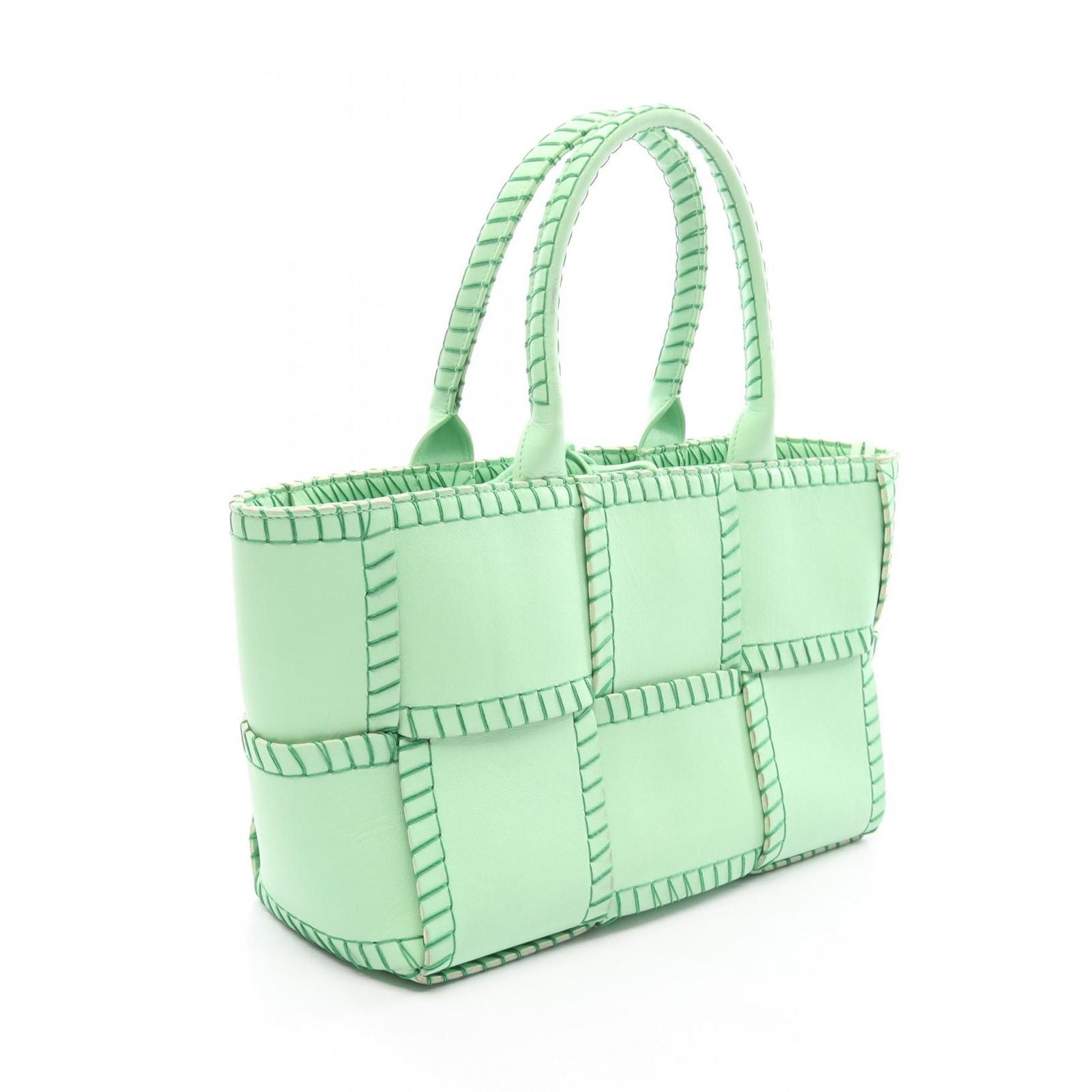 Bottega Veneta Handbag Arco Small Light Green Leather Maxi Intrecciato Tote — view 2