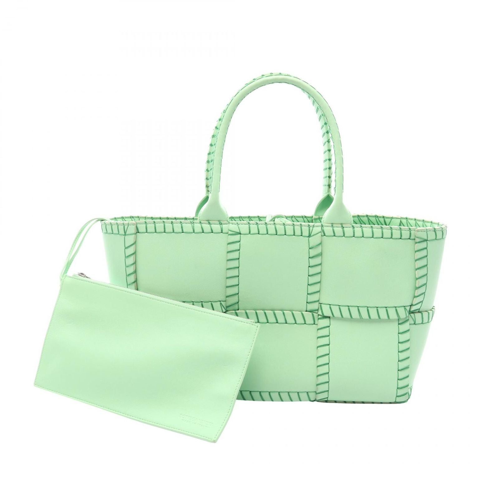 Bottega Veneta Handbag Arco Small Light Green Leather Maxi Intrecciato Tote