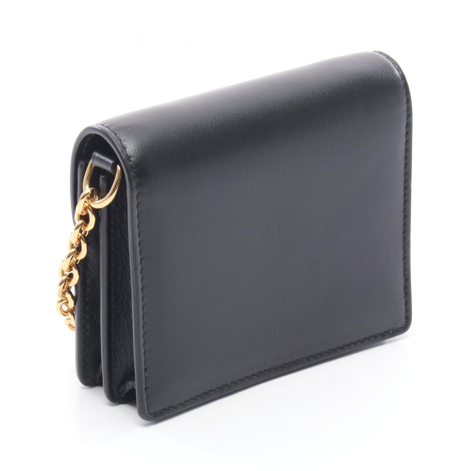Celine Shoulder Bag Maillon Mini Triomphe Black Leather Chain Wallet — view 2