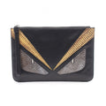 Fendi Clutch Bugs Eye Monster Star Brown Lambskin Exotic Cles the