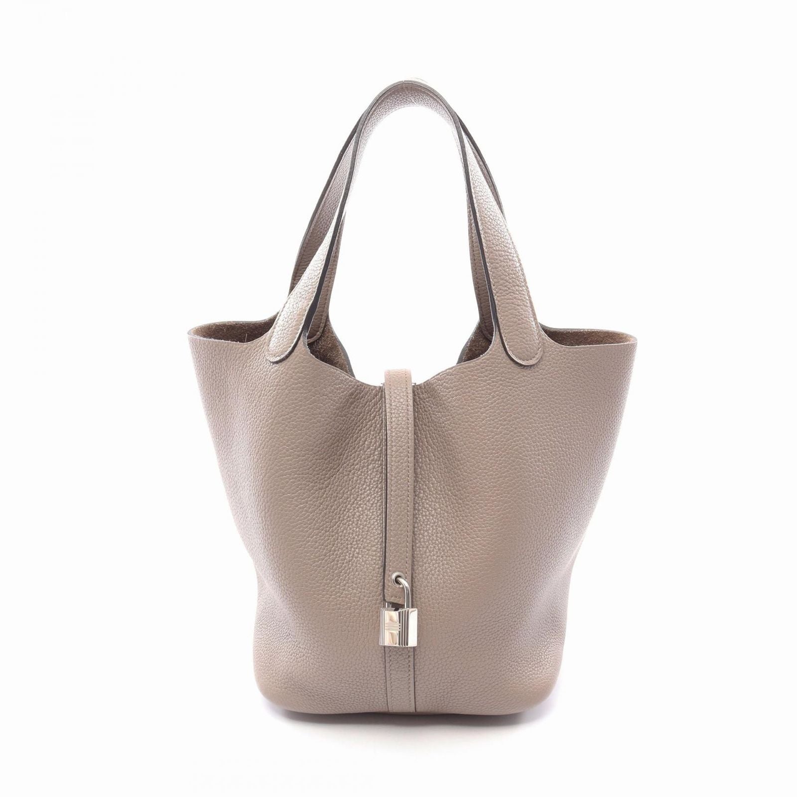 Hermes Handbag Picotin Lock Tourtier Gray Leather