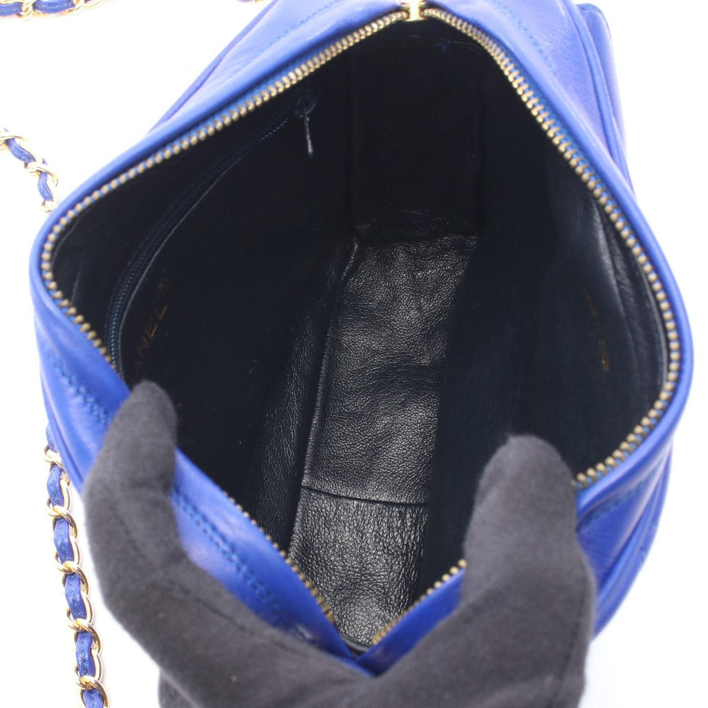 Chanel Shoulder Bag Quilted Tassel Blue Lambskin Fringe Chain — view 3