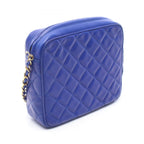 Chanel Shoulder Bag Quilted Tassel Blue Lambskin Fringe Chain — view 2