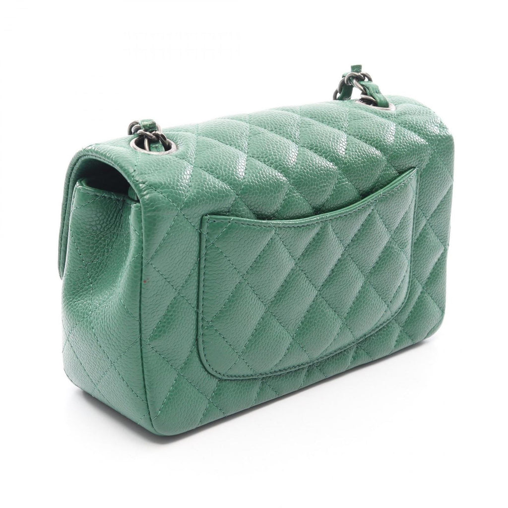 Chanel Shoulder Bag Mini Quilted 20 Green Caviar Leather Chain — view 2